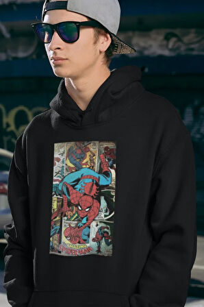 Amazing Spider-Man Baskılı Unisex Oversize Karikatür Hoodie