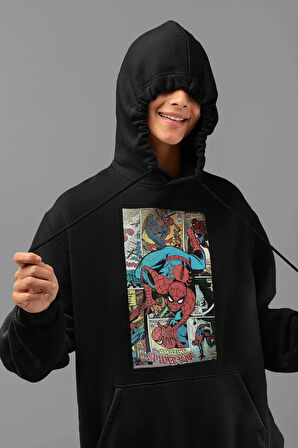 Amazing Spider-Man Baskılı Unisex Oversize Karikatür Hoodie