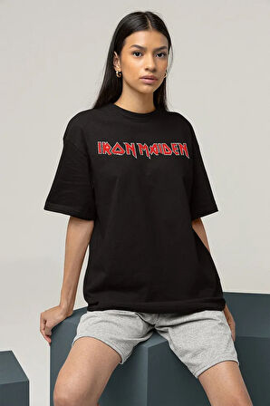 Iron Maiden The Number Of The Beast Baskılı Unisex Oversize Rock Metal Tişört