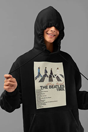 Abbey Road 1969 The Beatles Müzik Grubu Baskılı Unisex Oversize Hoodie