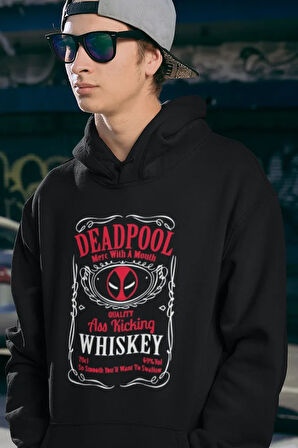 Deadpool Whiiskey Yazılı Unisex Oversize Hoodie