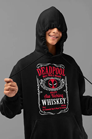 Deadpool Whiiskey Yazılı Unisex Oversize Hoodie