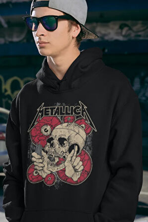 Metallica Müzik Grubu Baskılı Unisex Oversize Rock Metal Hoodie