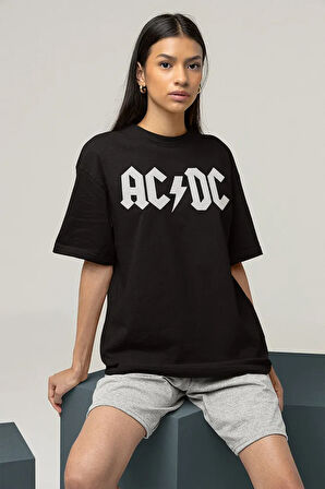 Im On The Highway To Hell AC DC Baskılı Unisex Oversize Rock Metal Tişört