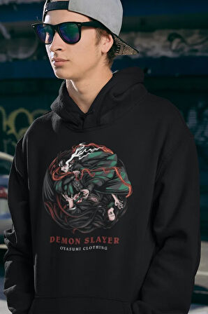 Demon Slayer Baskılı Unisex Oversize Anime Hoodie