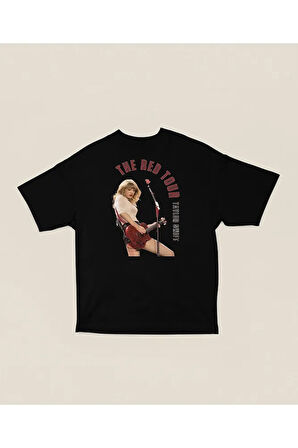 Taylor Swift The Red Tour Baskılı Unisex Oversize Şarkıcı Tişört