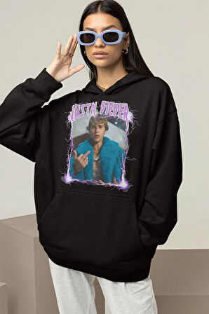 Şarkıcı Justin Bieber Baskılı Unisex Oversize Hoodie