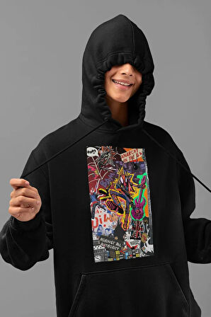 Spider-Man Baskılı Unisex Oversize Spider-Punk Hoodie
