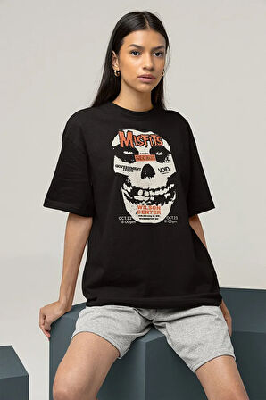 Misfits Necros Wilson Center Baskılı Unisex Oversize Rock Metal Tişört