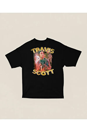 Travis Scott Rapper Baskılı Unisex Oversize Tişört