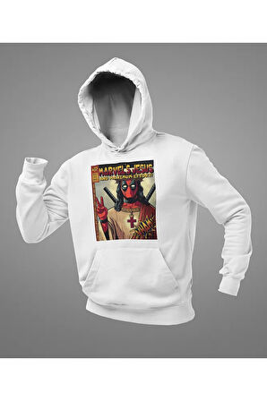Marvel's Jesus Deadpool Baskılı Unisex Oversize Hoodie