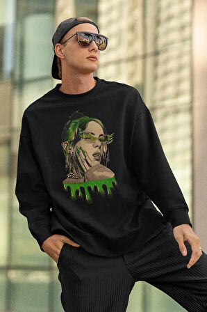 Billie Eilish Baskılı Unisex Oversize Tasarım Şarkıcı Sweatshirt
