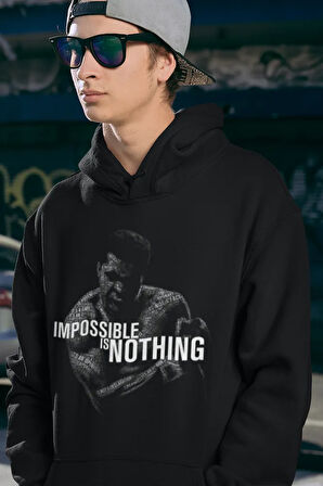 Tasarım Impossible Is Nothing Unisex Oversize Muhammed Alii Clay Hoodie