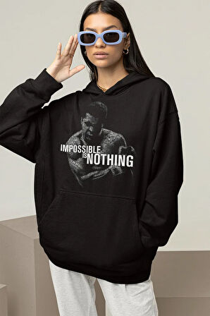 Tasarım Impossible Is Nothing Unisex Oversize Muhammed Alii Clay Hoodie