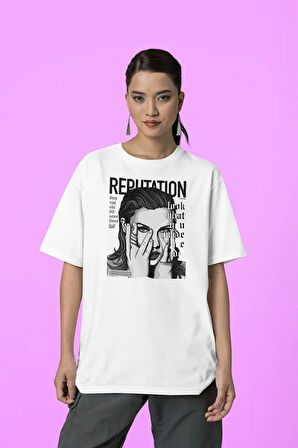 Taylor Swift Reputation Baskılı Unisex Tişört, Oversize Tişört