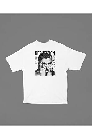Taylor Swift Reputation Baskılı Unisex Tişört, Oversize Tişört