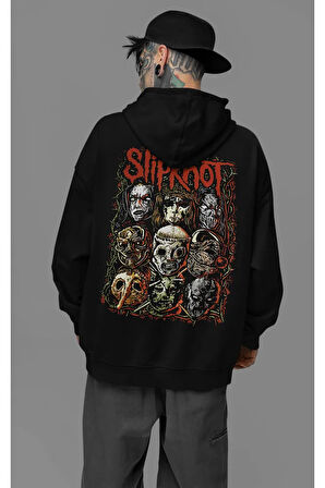 Slipknot Müzik Grubu Baskılı Unisex Oversize Rock Metal Hoodie