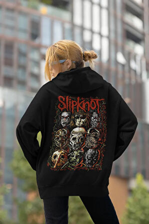 Slipknot Müzik Grubu Baskılı Unisex Oversize Rock Metal Hoodie