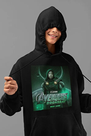 Avengers Doomsday Baskılı Unisex Oversize Marvel Hoodie