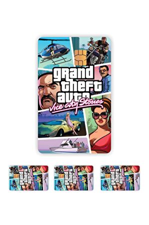 4 Adet Gta Vice City Kart Kaplama Sticker Kart Etiketi