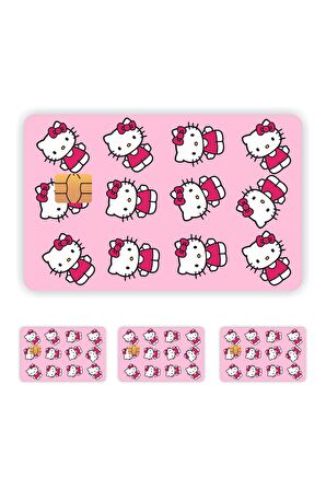 4 Adet Hello Kitty Kart Kaplama Sticker Kart Etiketi Model 3