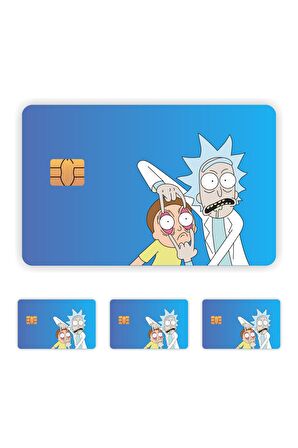 4 Adet Rick And Morty Kart Kaplama Sticker Kart Etiketi