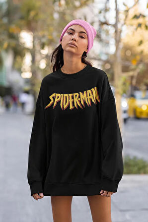 Spider-Man Yazılı Unisex 0versize Örümcek Adam Sweatshirt