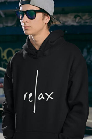 Relax Yazılı Unisex Oversize Tasarım Hoodie