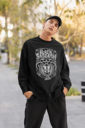 Black Sabbath Baskılı Unisex Oversize Sweatshirt