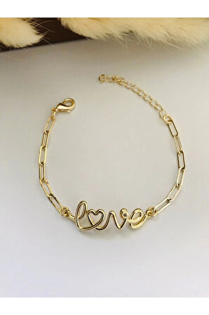 Gold Renk Love Bileklik