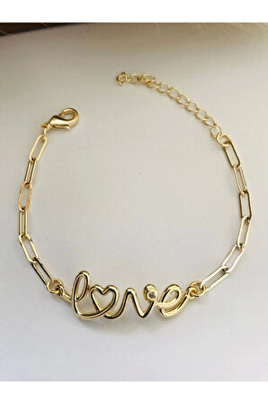 Gold Renk Love Bileklik