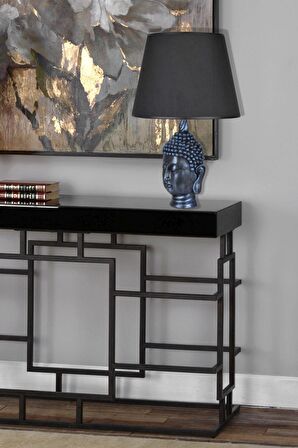 qdec Modern Dizayn Büyük Buda Abajur Cobalt Siyah