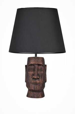 qdec Modern Dizayn Moai Abajur Bakır Siyah