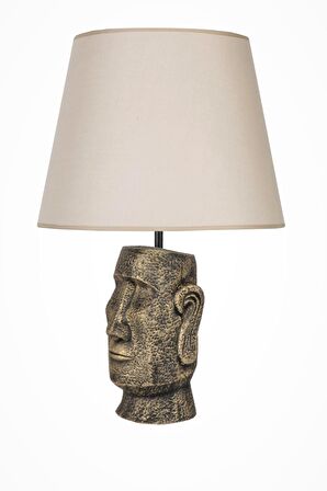 qdec Modern Dizayn Moai Abajur Gold Bej