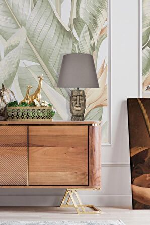 qdec Modern Dizayn Moai Abajur Gold Antrasit