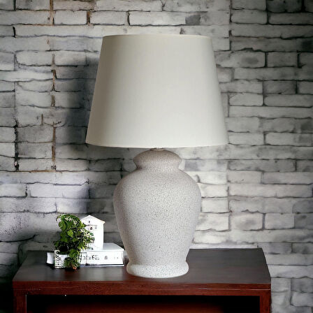 Qdec Vintage Seramik Abajur Rustik Granit - Ekru