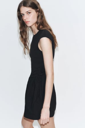 ALLBUCKS ZARA Kontrast Bağcık Detaylı Kısa Mini Elbise ABZRA00117