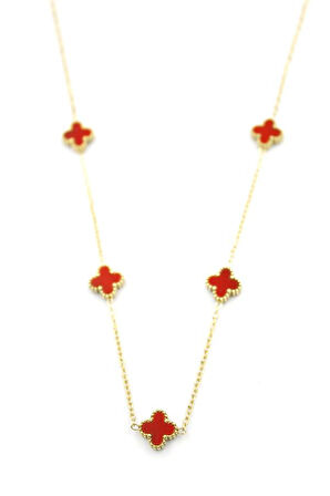 Vc Yonca Kolye - Kırmızı