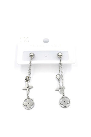 Sallantılı VC Yonca  Küpe - Gümüş