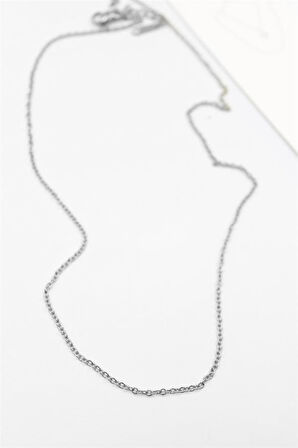 Çelik Zincir Kolye - 45 cm - Gümüş