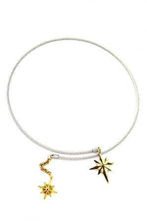 Kutup Yıldızı Tasma Kolye - Gümüş