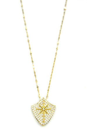 Taşlı Kutup Yıldızı Kolye - Altın