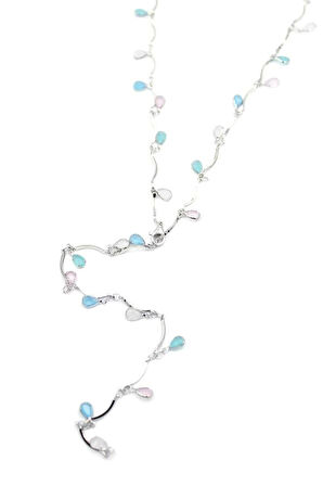 Taşlı Y Kolye - Gümüş