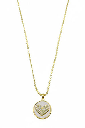 Ezme Zincir Kalp Kolye - Altın