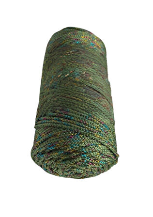 Makrome İpi 3mm Polyester Haki Simli