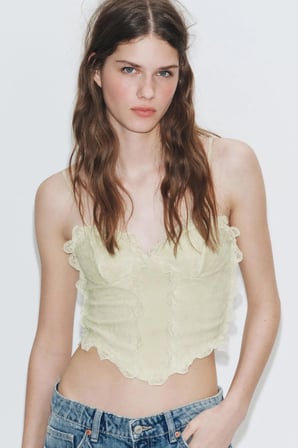 ALLBUCKS ZARA Korse Tarzı Dantelli Top Bluz ABZRA00043
