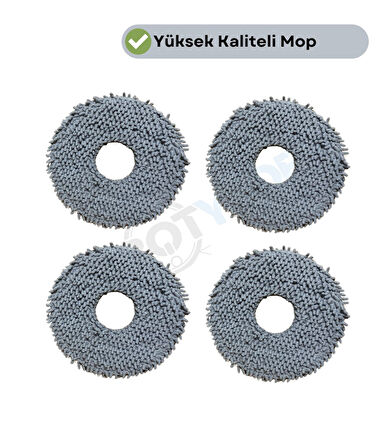 Roborock QRevo L Uyumlu 4 Adet Mikrofiber Mop Bez