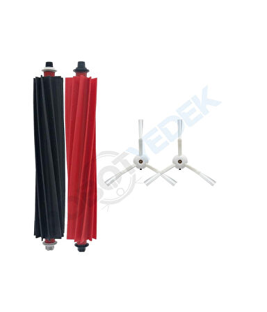 Roborock Q Revo Master Uyumlu Ana Fırça ve Beyaz Yan Fırça-3 Parça