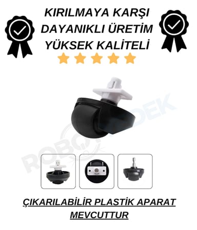 Roborock QRevo MaxV / QRevo Pro / QRevo S Uyumlu Tekerlek Siyah Renk-1 Adet