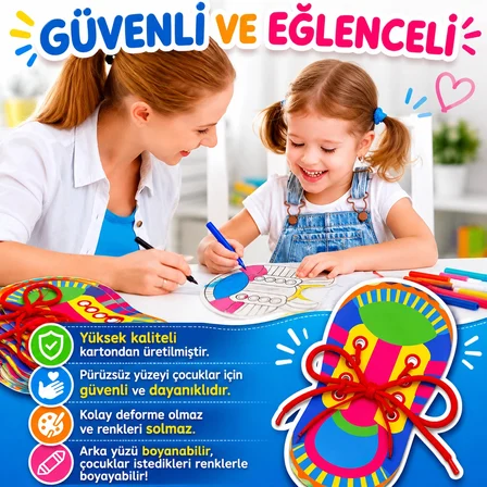 Tineke Montessori Ayakkabı Bağlama Eğitici Oyuncak İnce Motor Beceri Geliştirici Erkek ve Kız 3+ Yaş Çocuklar İçin 2 li
